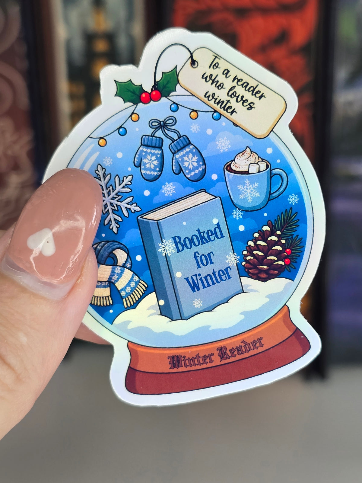 Winter Reader Clear holographic Vinyl Sticker