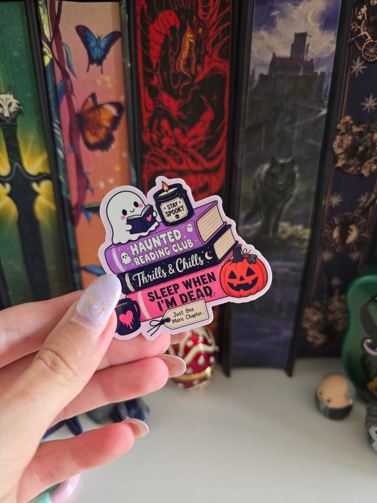 Haunted Reading Club Holographic Clear Vinyl Sticker