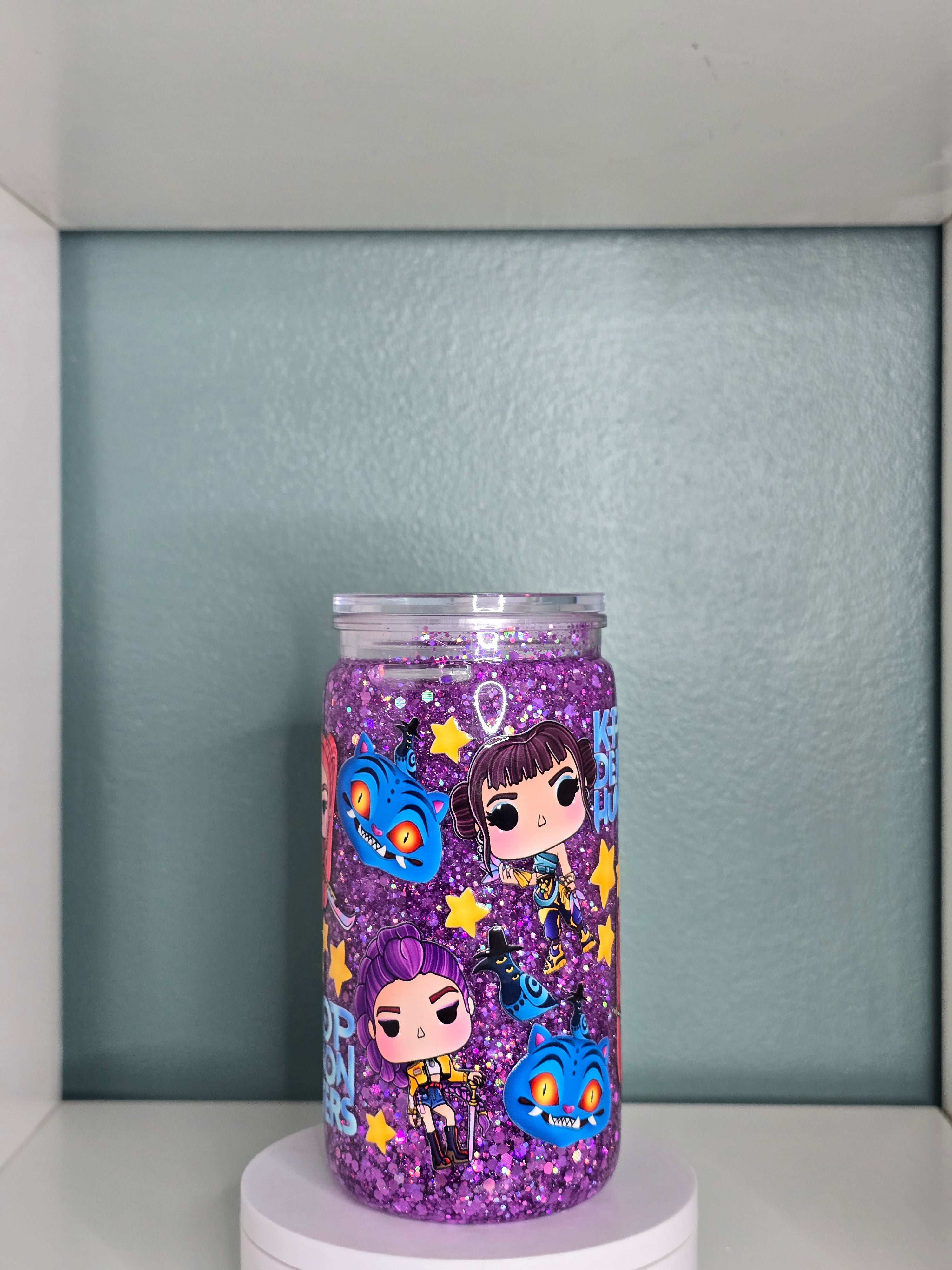 Kpop Demon Hunters 16oz Acrylic snowglobe tumbler