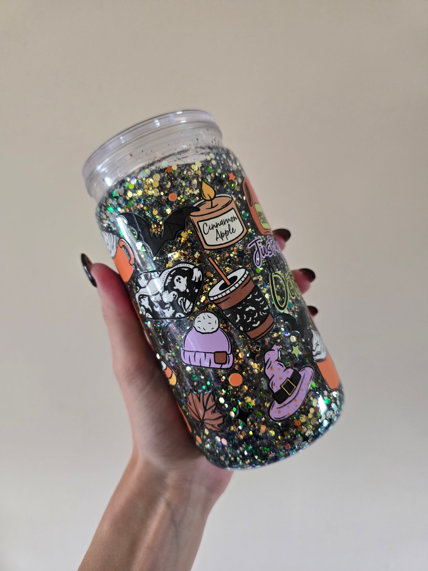 Just a girl who loves October 16oz Acrylic Snowglobe Tumbler