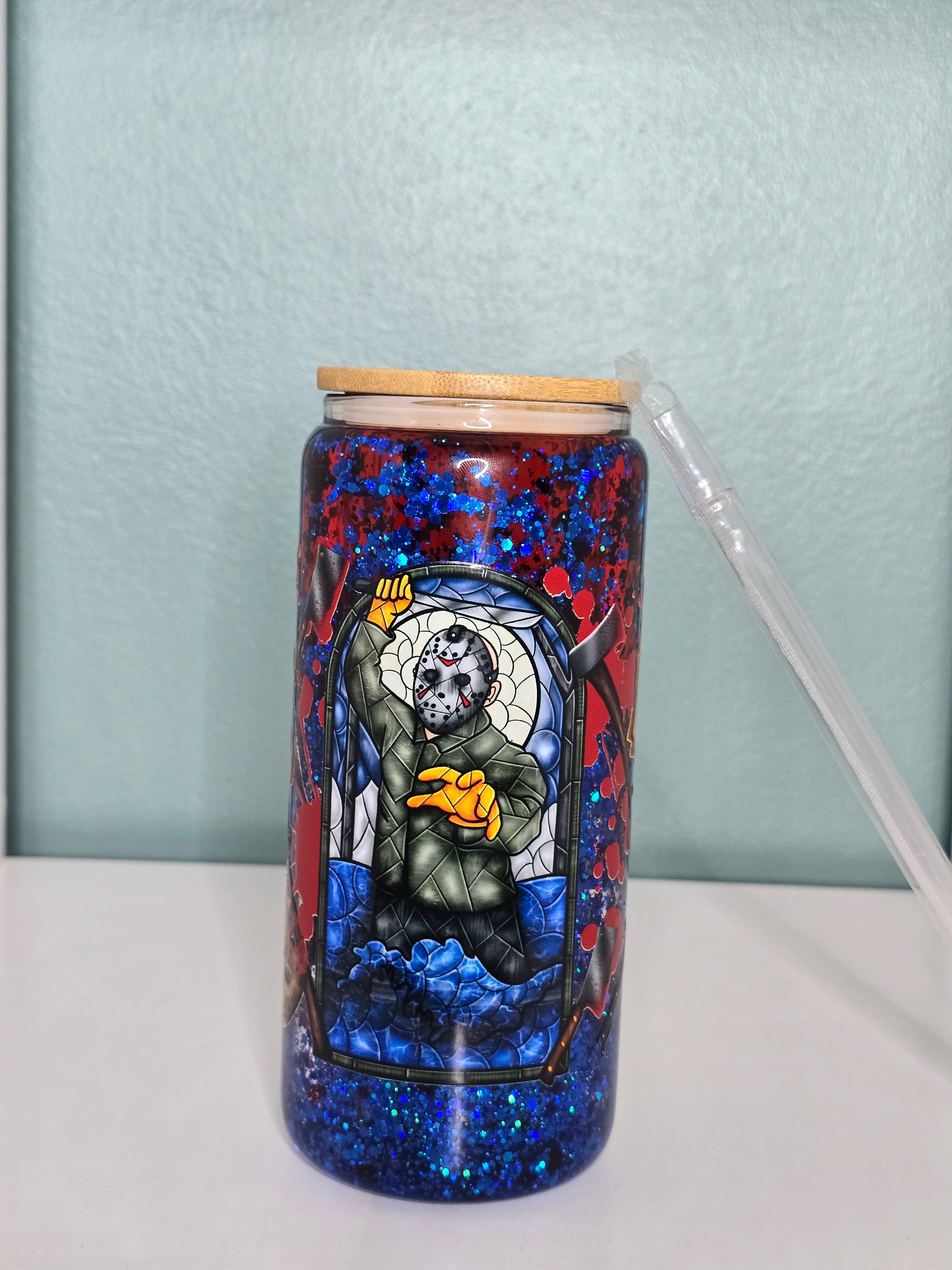 Horror Camp Crystal Lake 16oz Glass Snowglobe Tumbler
