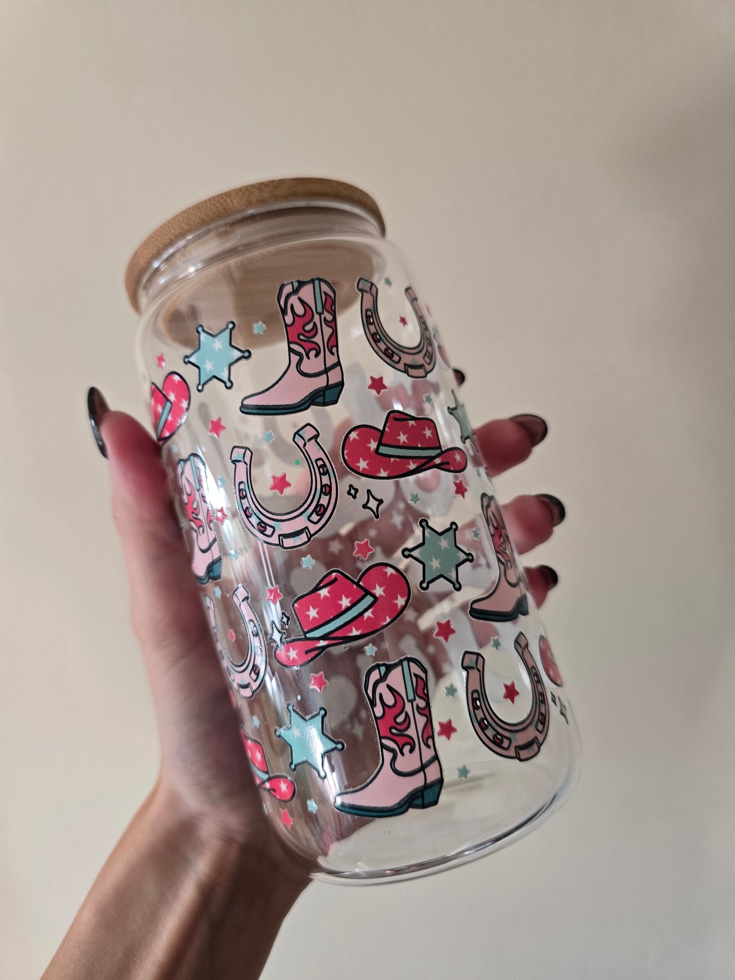 Cowboy Boots 16oz Glass Tumbler