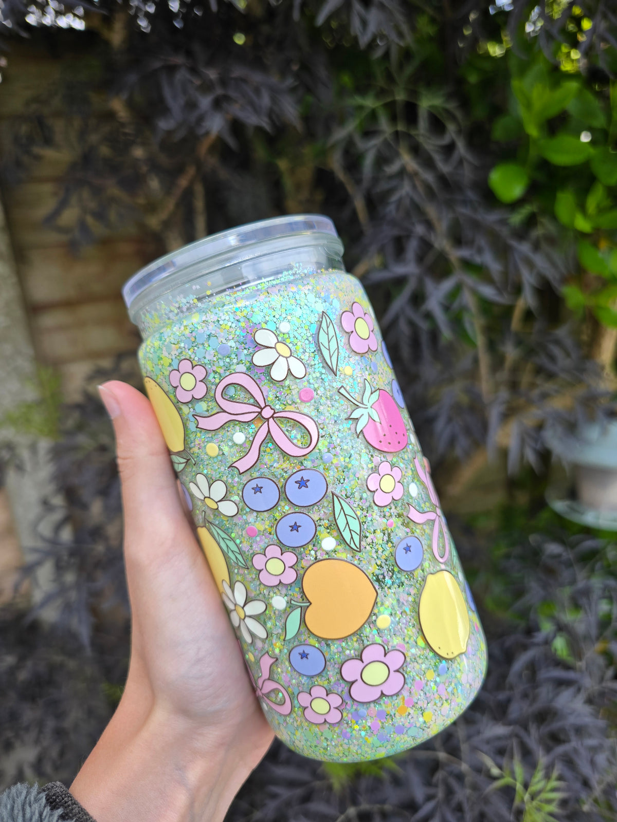 Summer Fruits 16oz Acrylic Snowglobe Tumbler