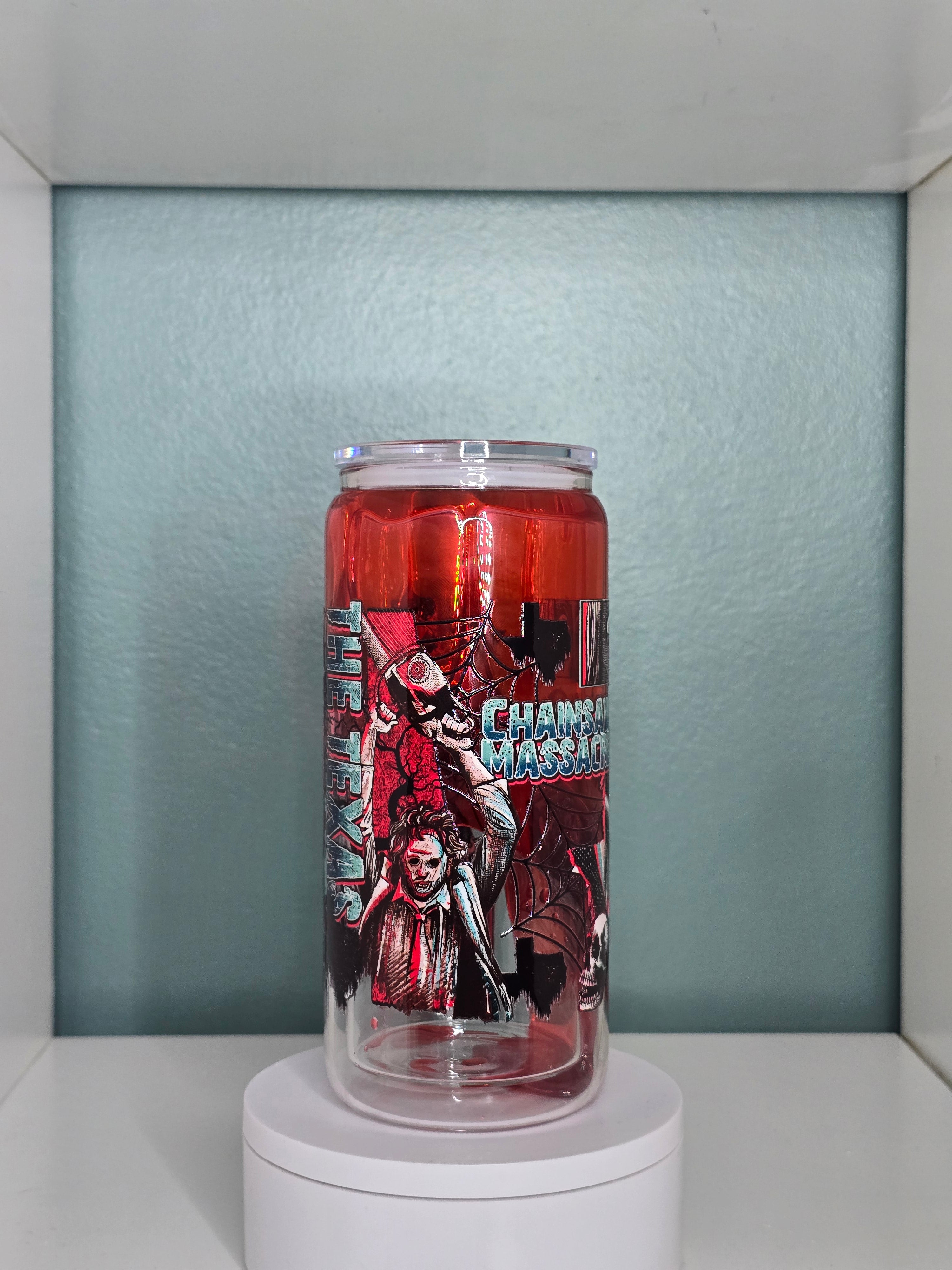 Texas Horror 16oz Glass Blood Drip Tumbler