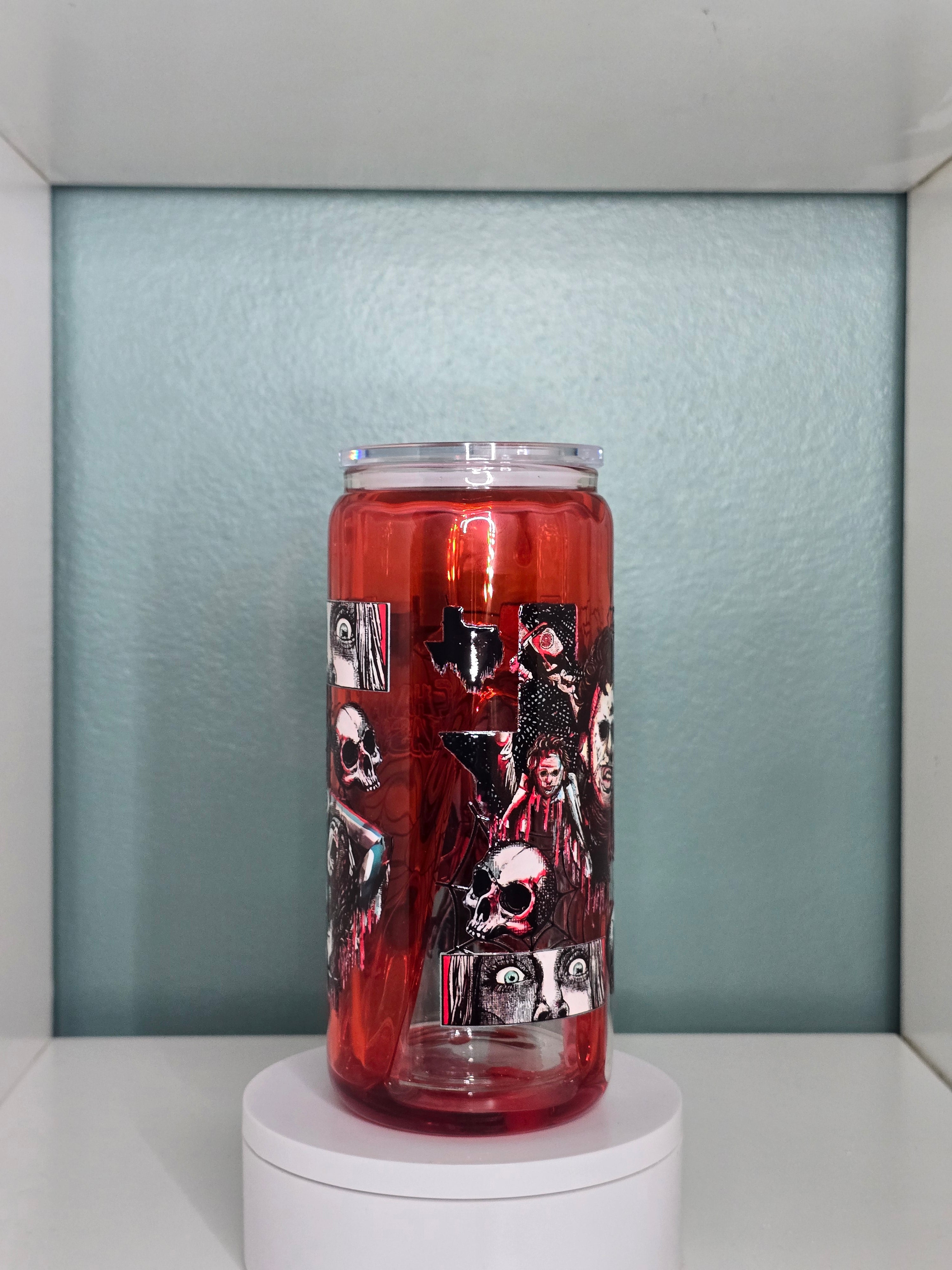 Texas Horror 16oz Glass Blood Drip Tumbler