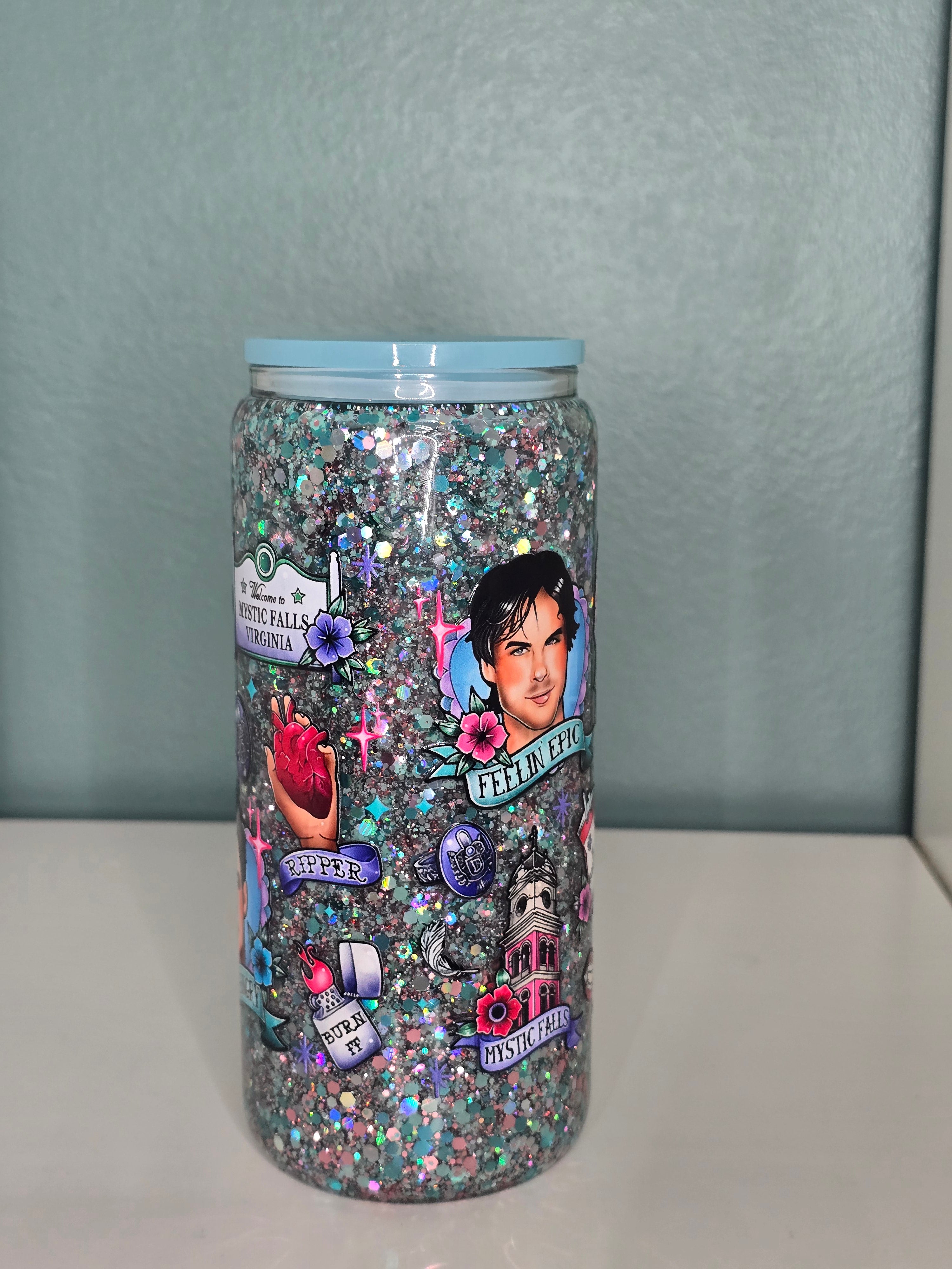 Vampire D 16oz Glass Snowglobe Tumbler