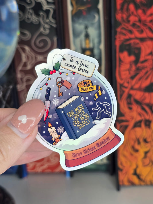True Crime Reader Clear holographic Vinyl Sticker