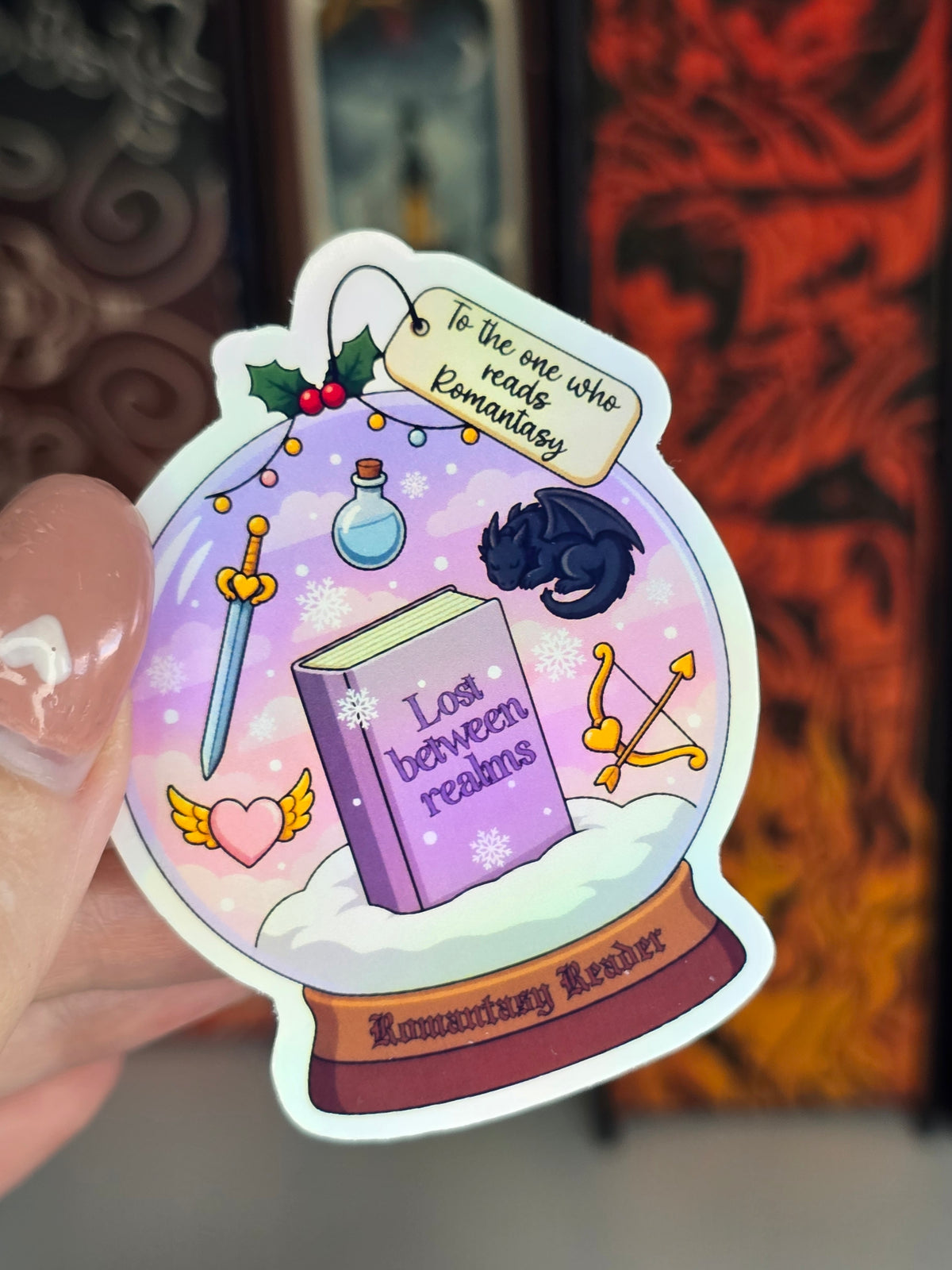 Romantasy Reader Clear holographic Vinyl Sticker