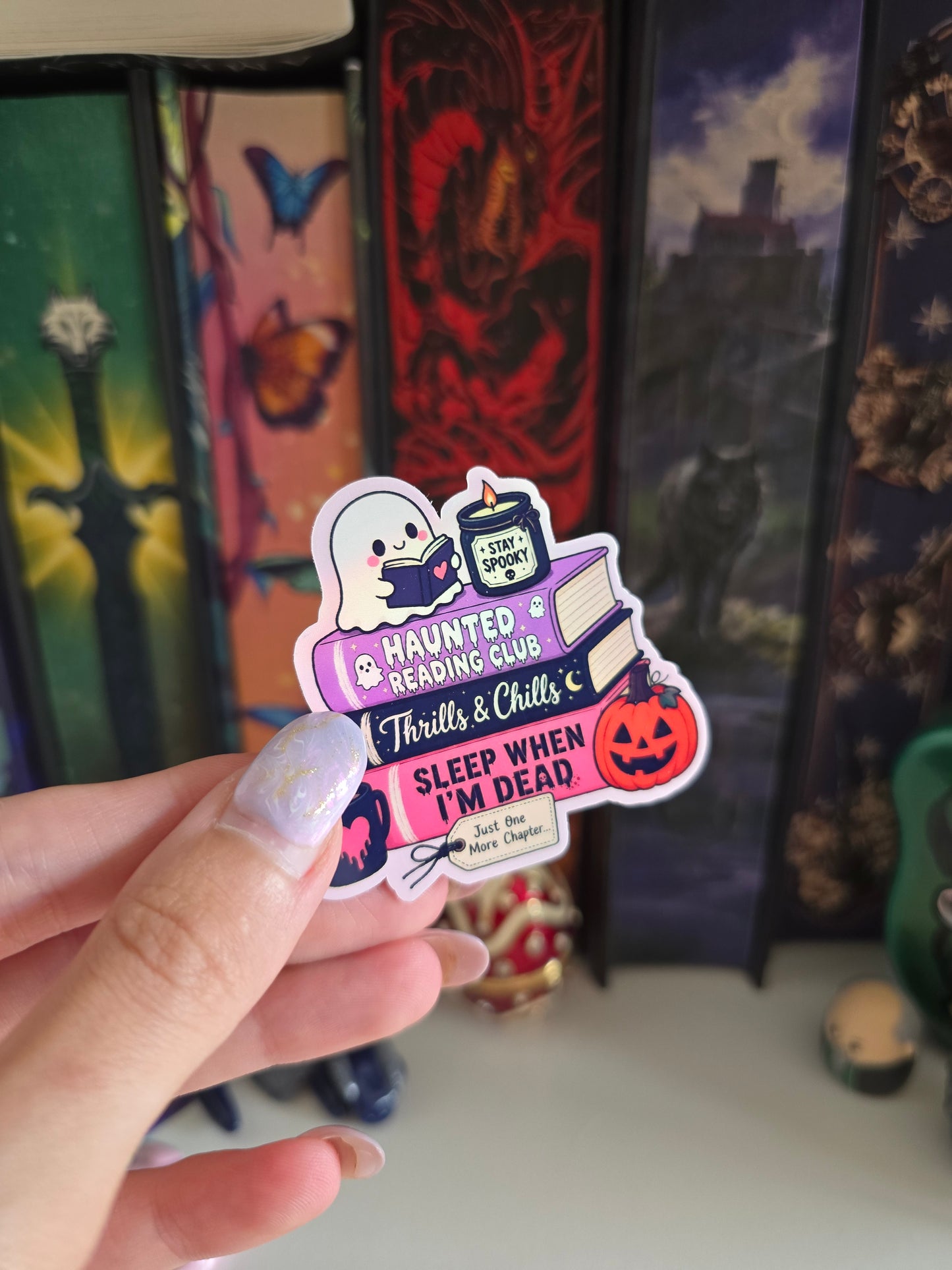 Haunted Reading Club Holographic Clear Vinyl Sticker