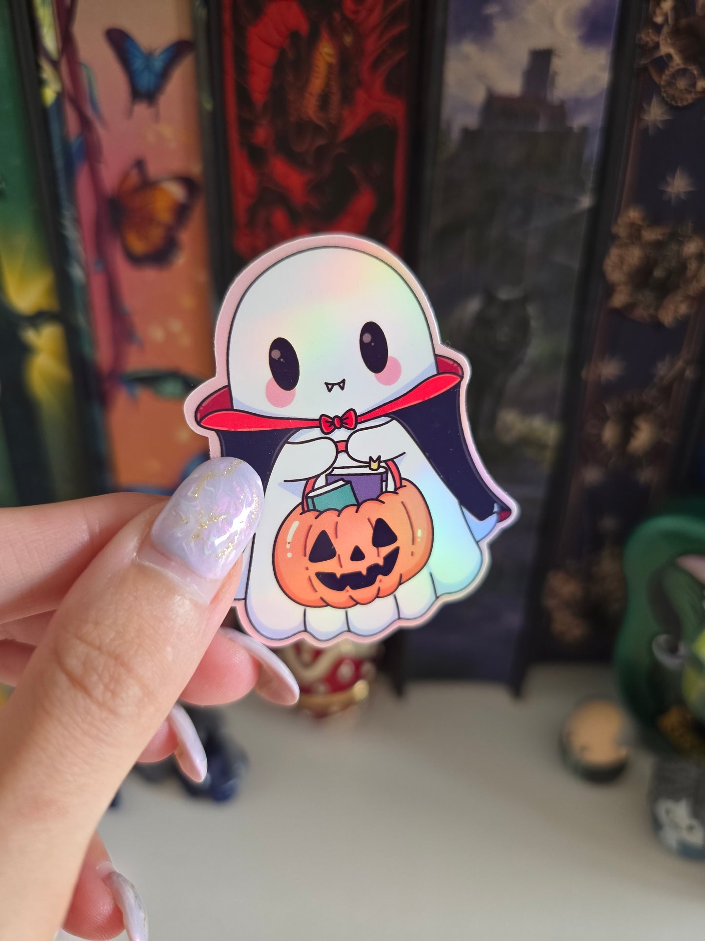 Vampire Ghost Holographic Clear Vinyl Sticker