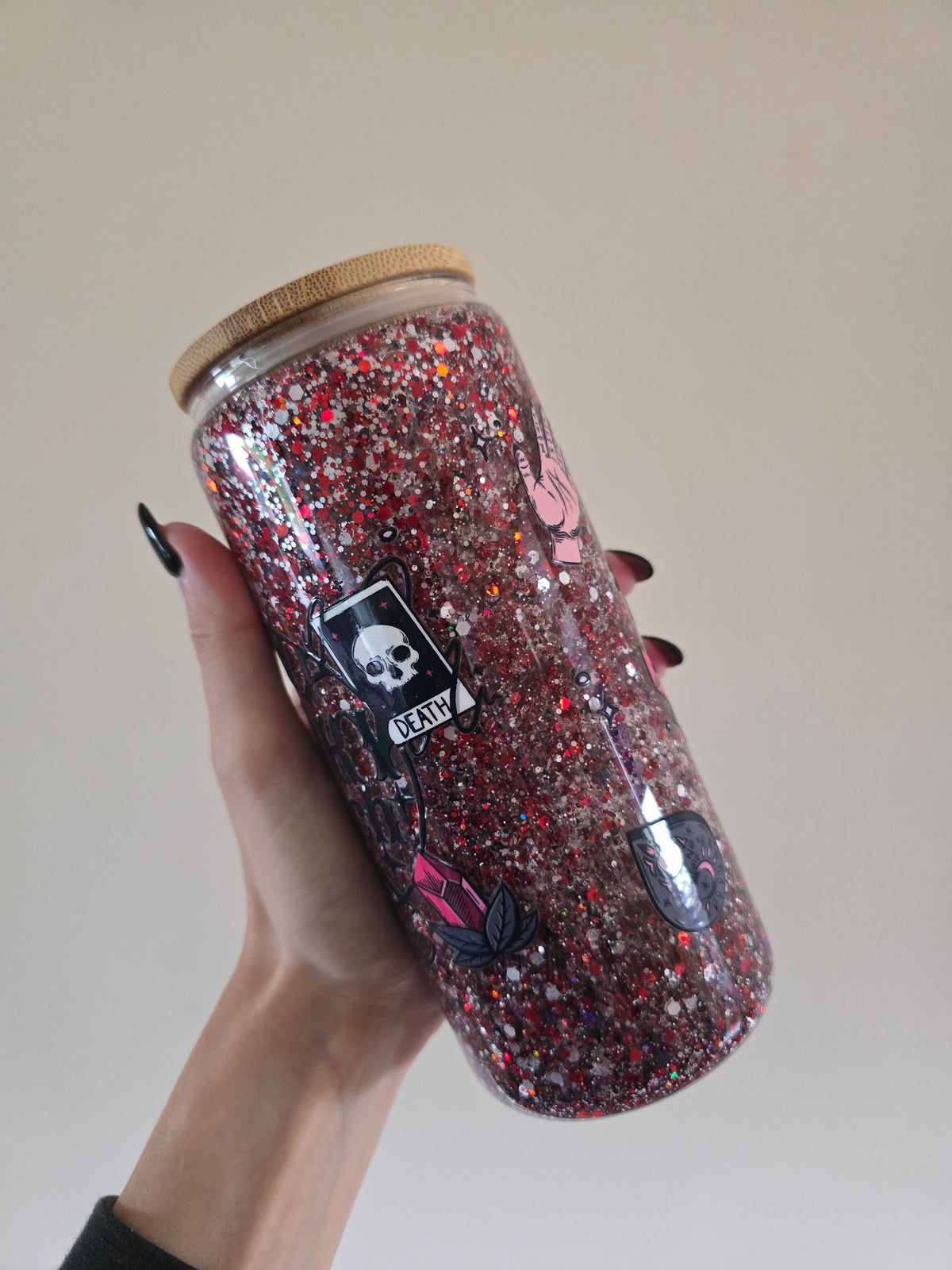Spooky B*tch 16oz Glass Snowglobe Tumbler