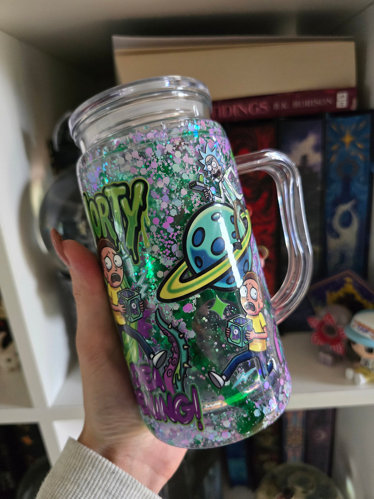 R&M 16oz Acrylic Handle Snowglobe/Lava Tumbler