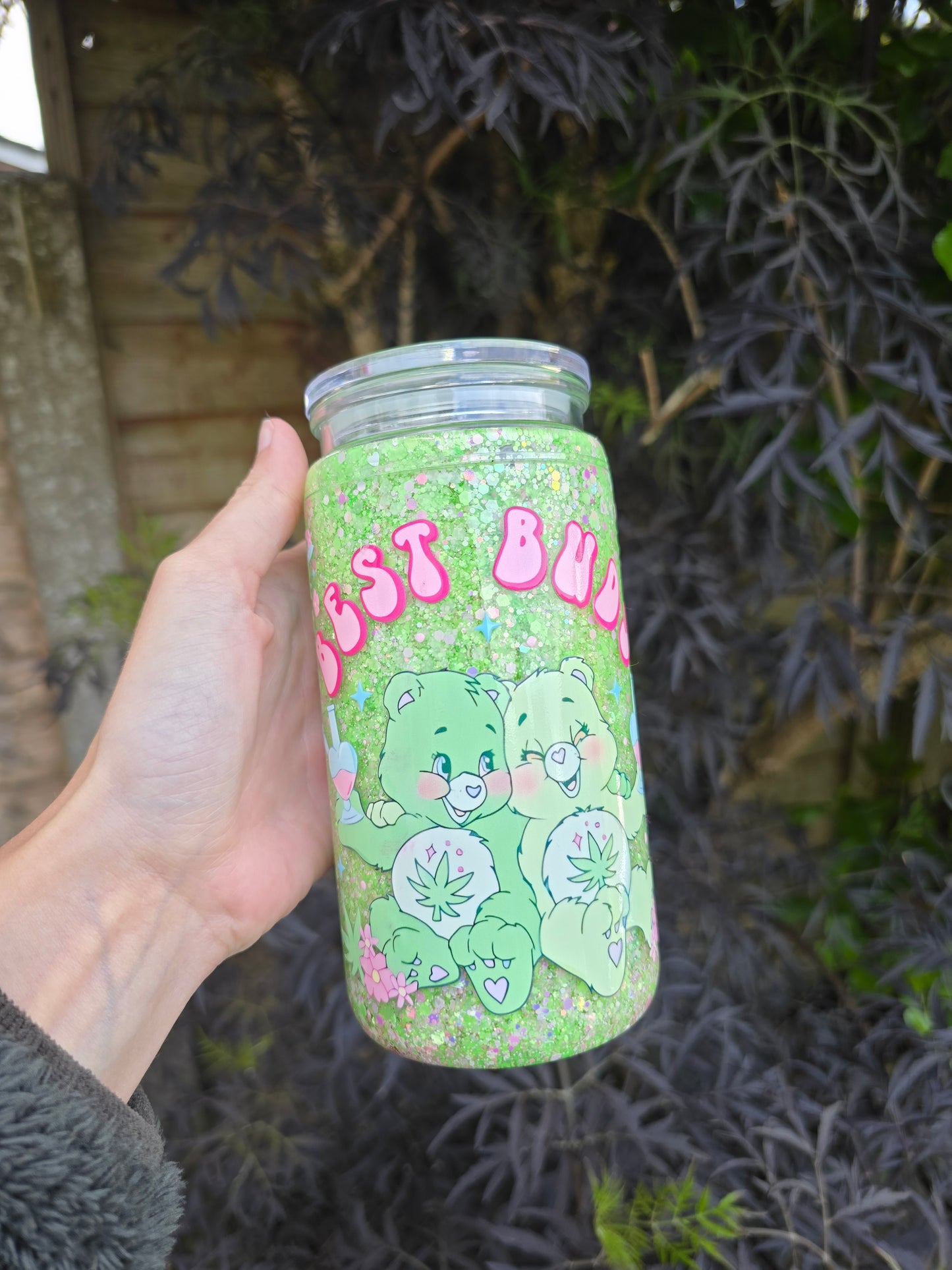 Best Buds 16oz Acrylic Handle Snowglobe Tumbler