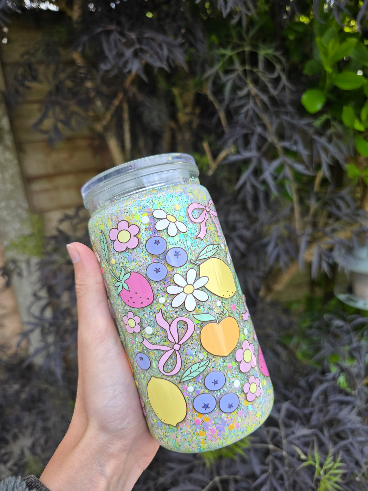Summer Fruits 16oz Acrylic Snowglobe Tumbler