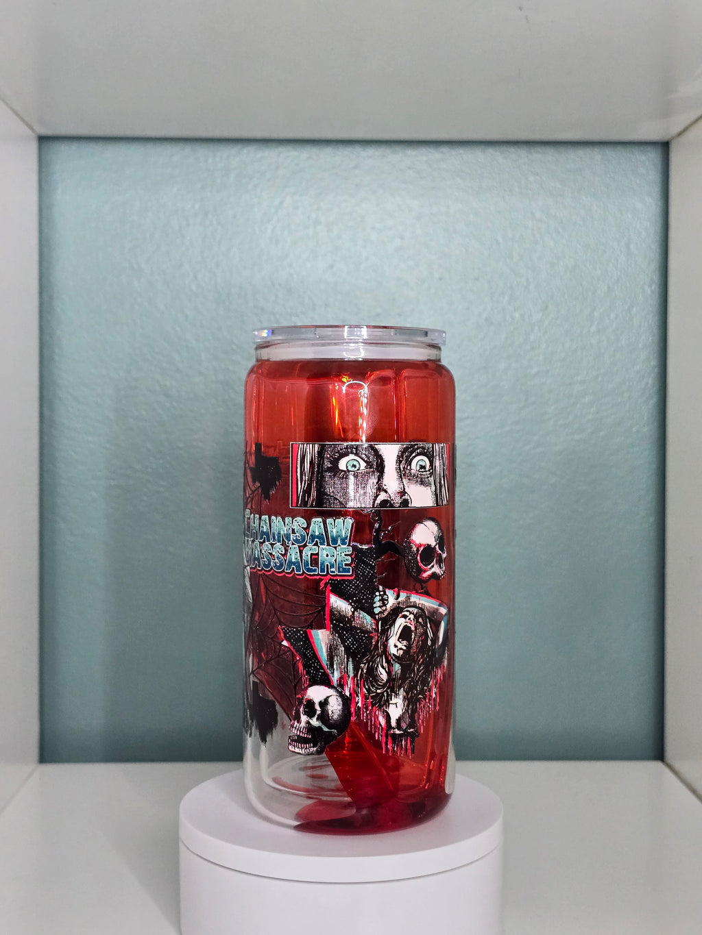 Texas Horror 16oz Glass Blood Drip Tumbler