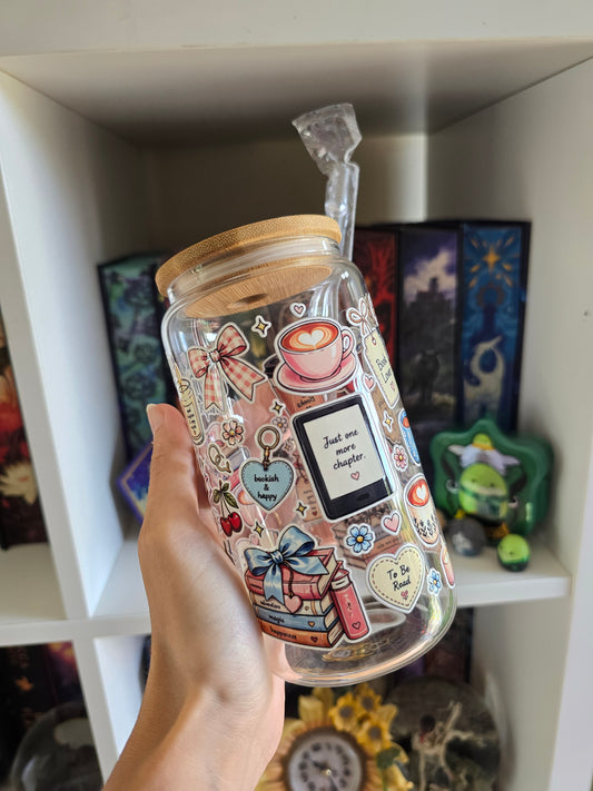 Reading Is My Therapy 16oz Glass Tumbler