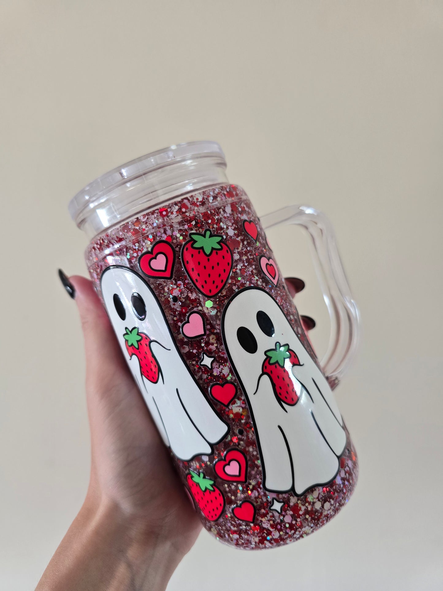 Ghostie 16oz Acrylic Handle Snowglobe Tumbler