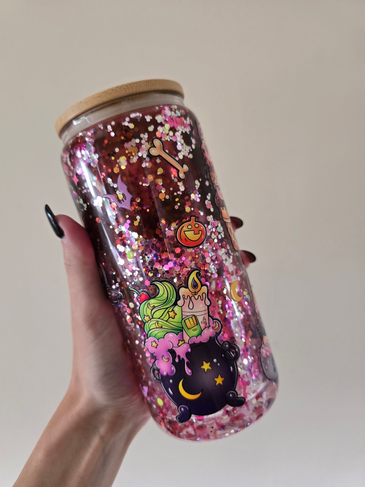Sisters 16oz Glass Snowglobe/lava Tumbler