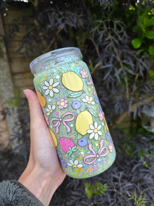 Summer Fruits 16oz Acrylic Snowglobe Tumbler