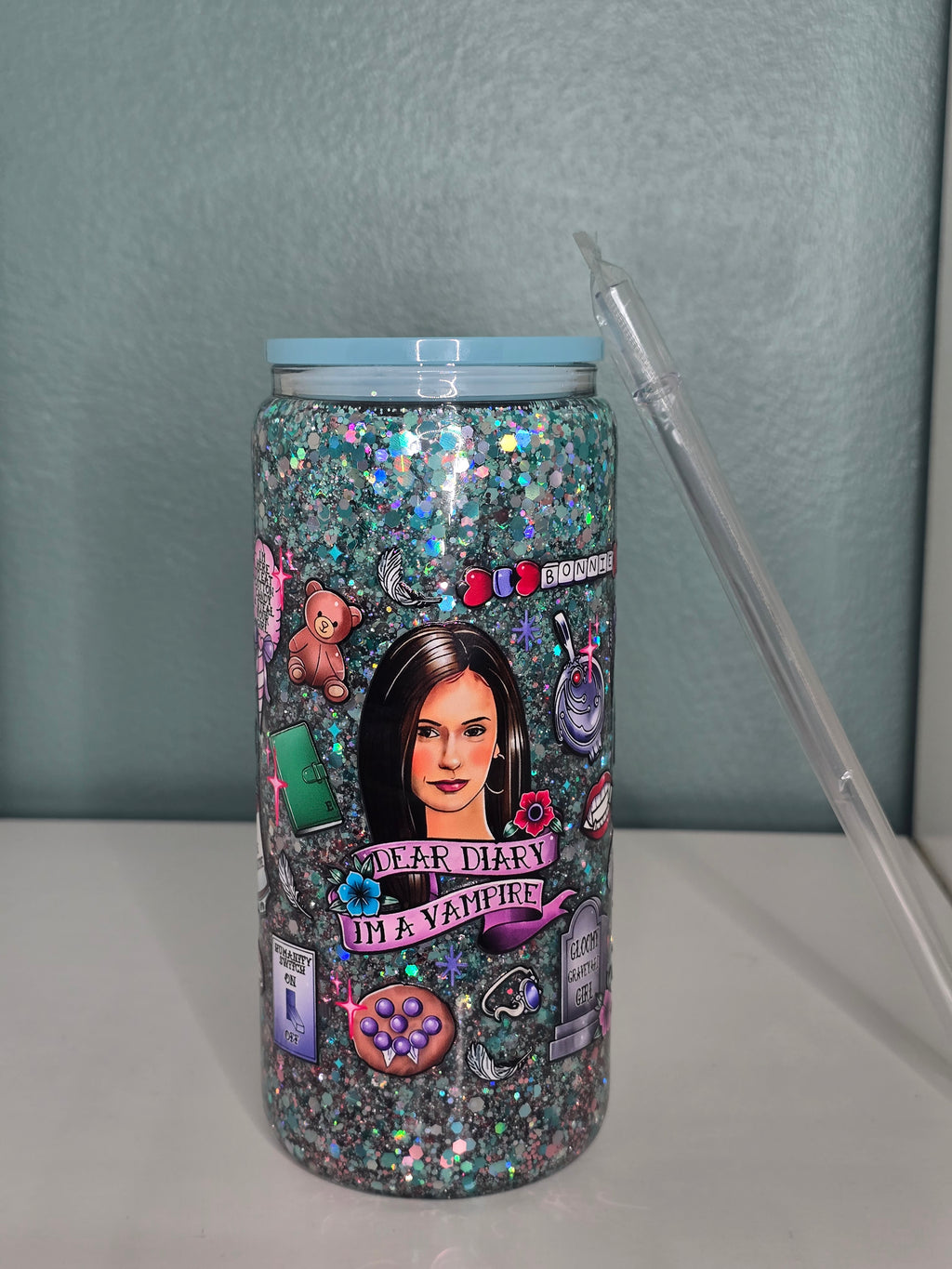 Vampire D 16oz Glass Snowglobe Tumbler