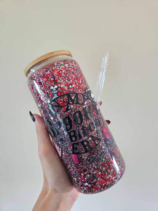 Spooky B*tch 16oz Glass Snowglobe Tumbler