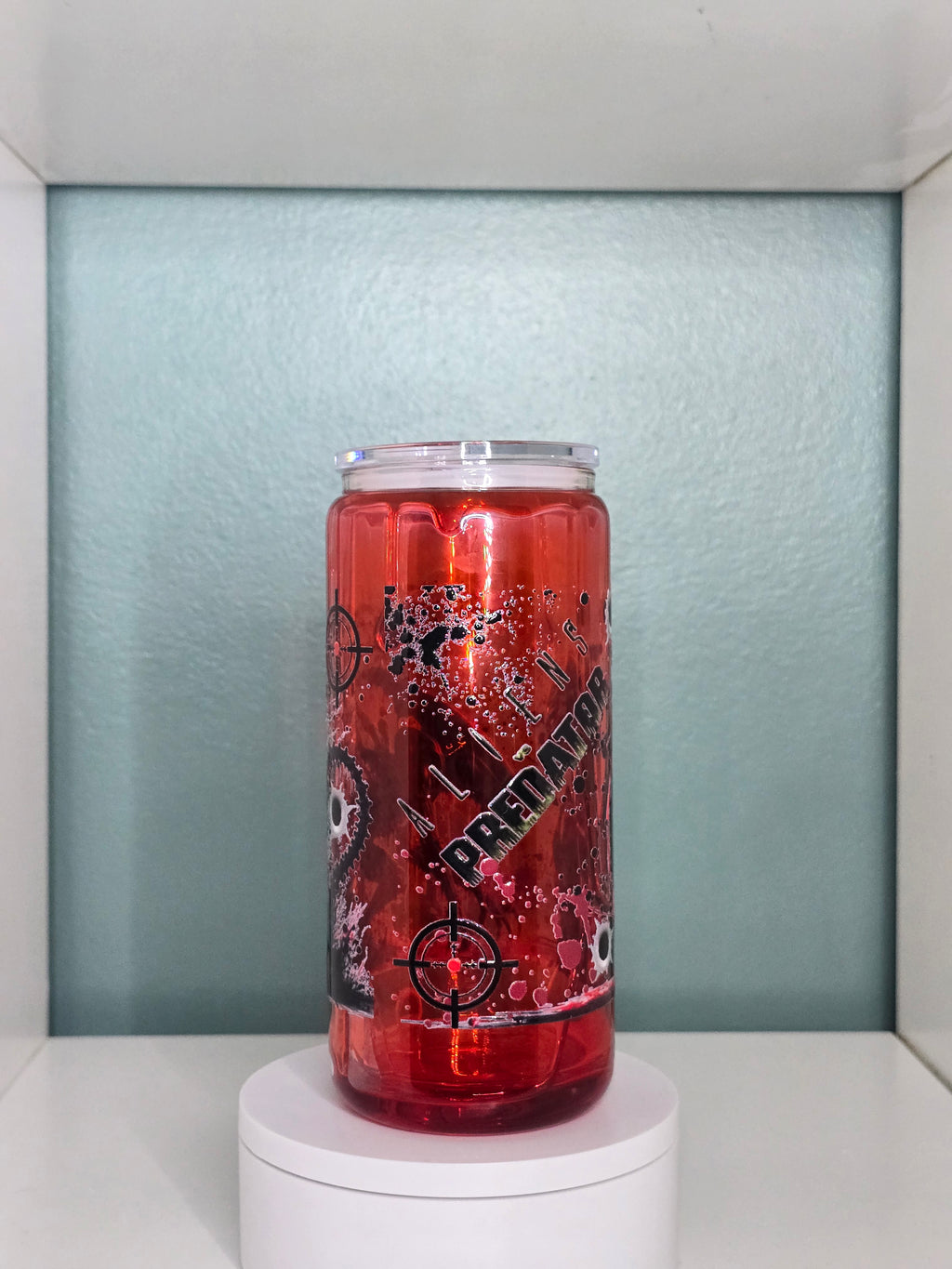 Alien Vs P 16oz Glass Blood Drip Tumbler