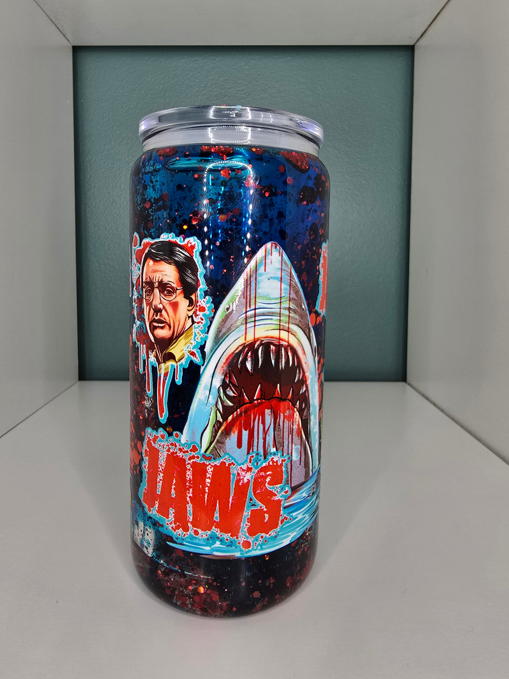 PRE ORDER- Jaws 16oz Glass Lava Drip Tumbler