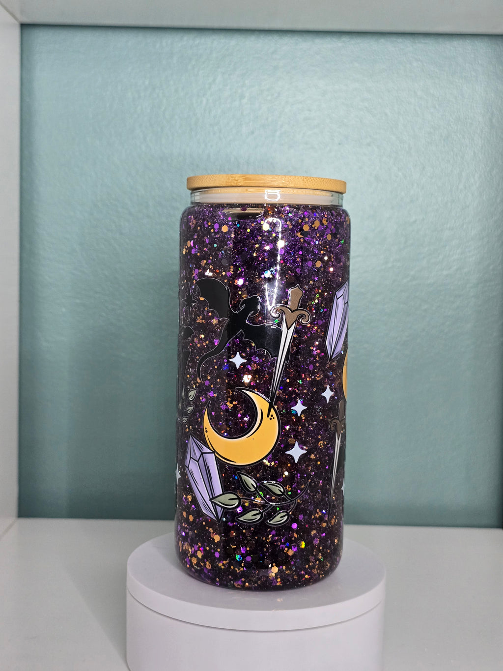 Fantasy 16oz Glass Snowglobe Tumbler