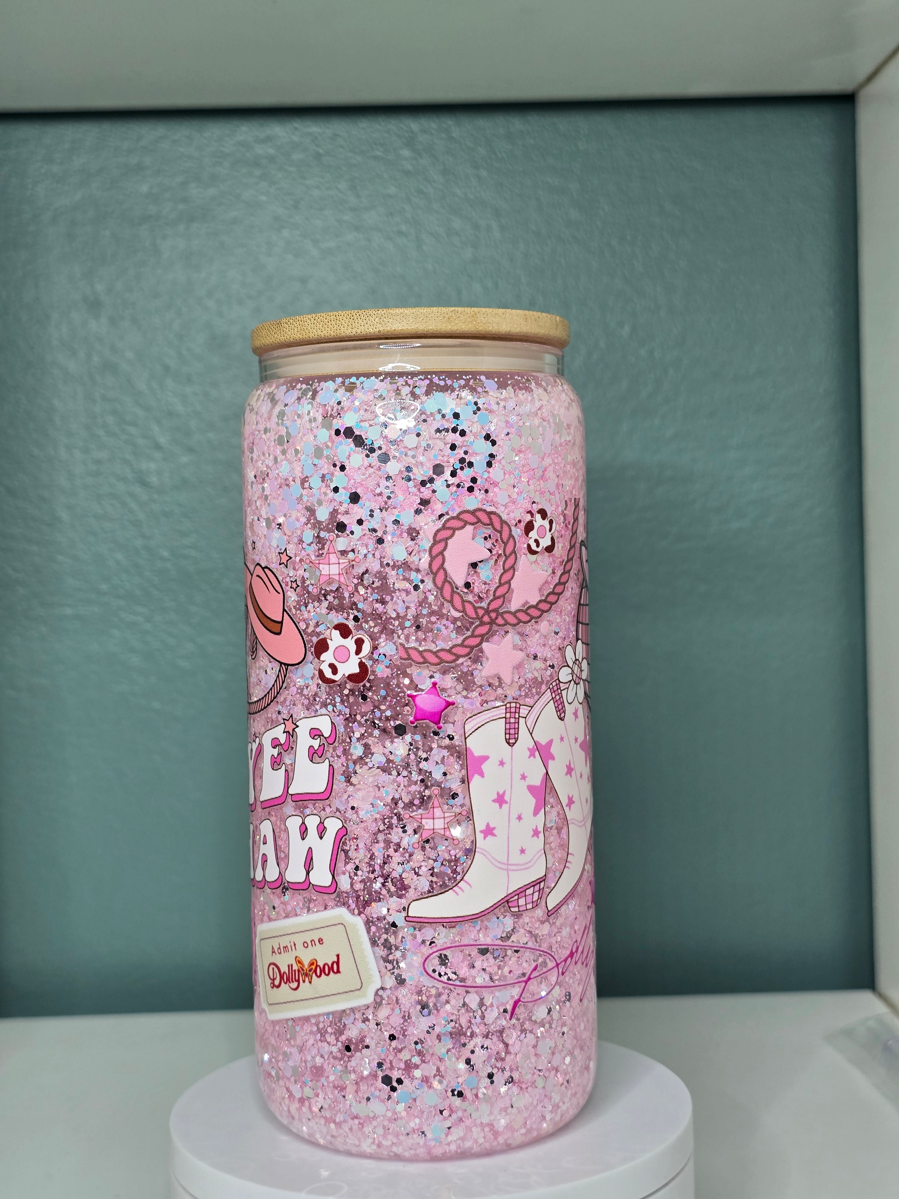 Dolly 16oz Glass Snowglobe Tumbler