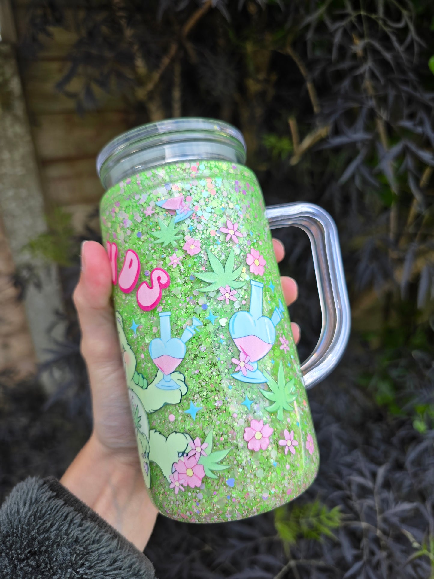 Best Buds 16oz Acrylic Handle Snowglobe Tumbler