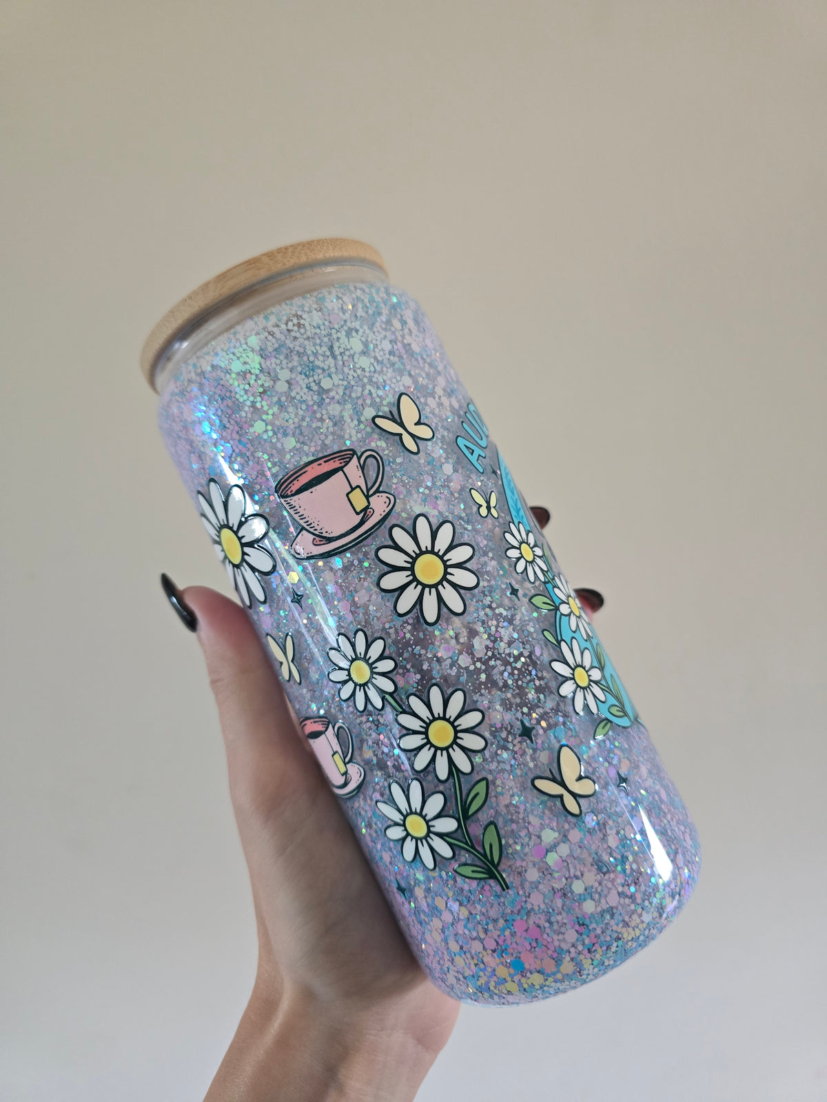 Audio Book Girlie 16oz Glass Snowglobe Tumbler
