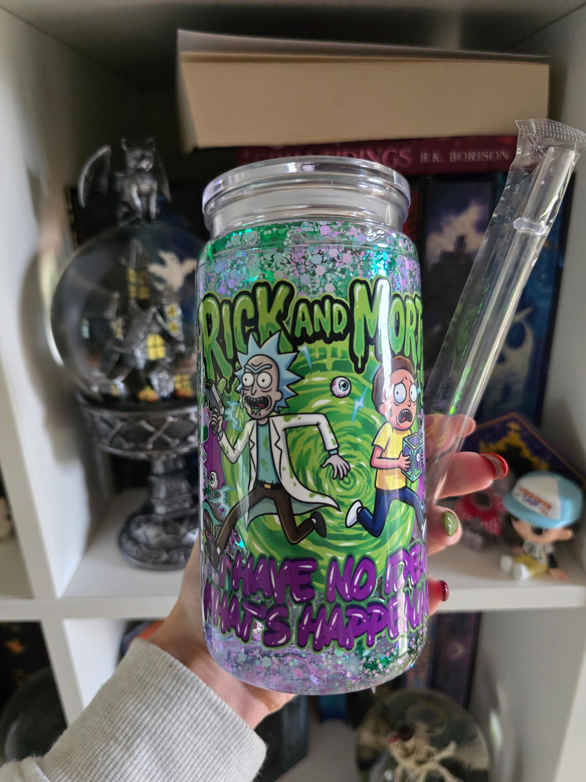 R&M 16oz Acrylic Handle Snowglobe/Lava Tumbler