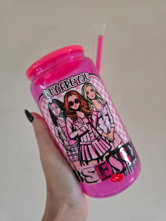 Why are you obsessed with me 16oz Glass Tumbler