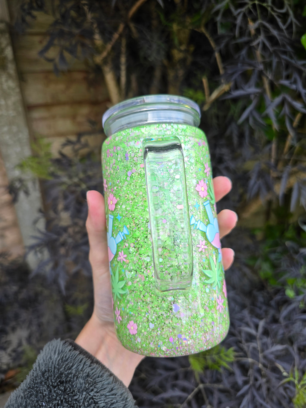 Best Buds 16oz Acrylic Handle Snowglobe Tumbler