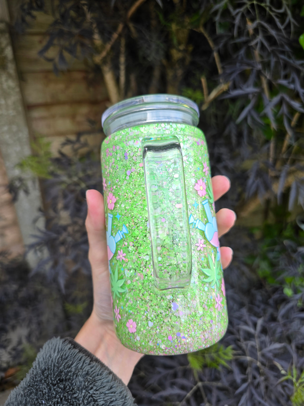 Best Buds 16oz Acrylic Handle Snowglobe Tumbler