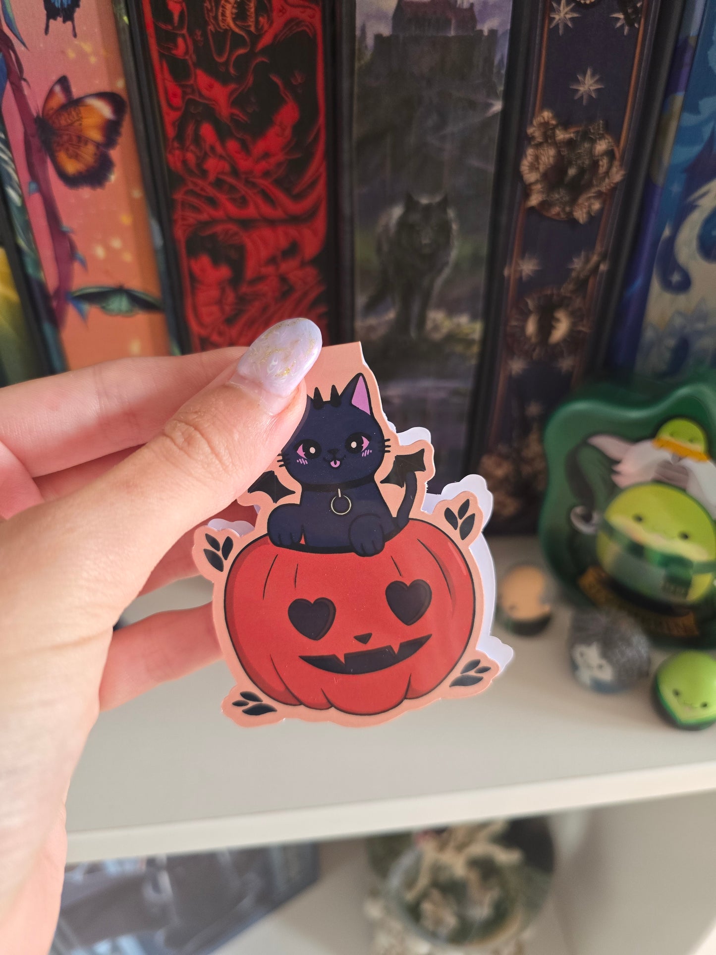 Pumpkin Cat Magnetic Bookmark