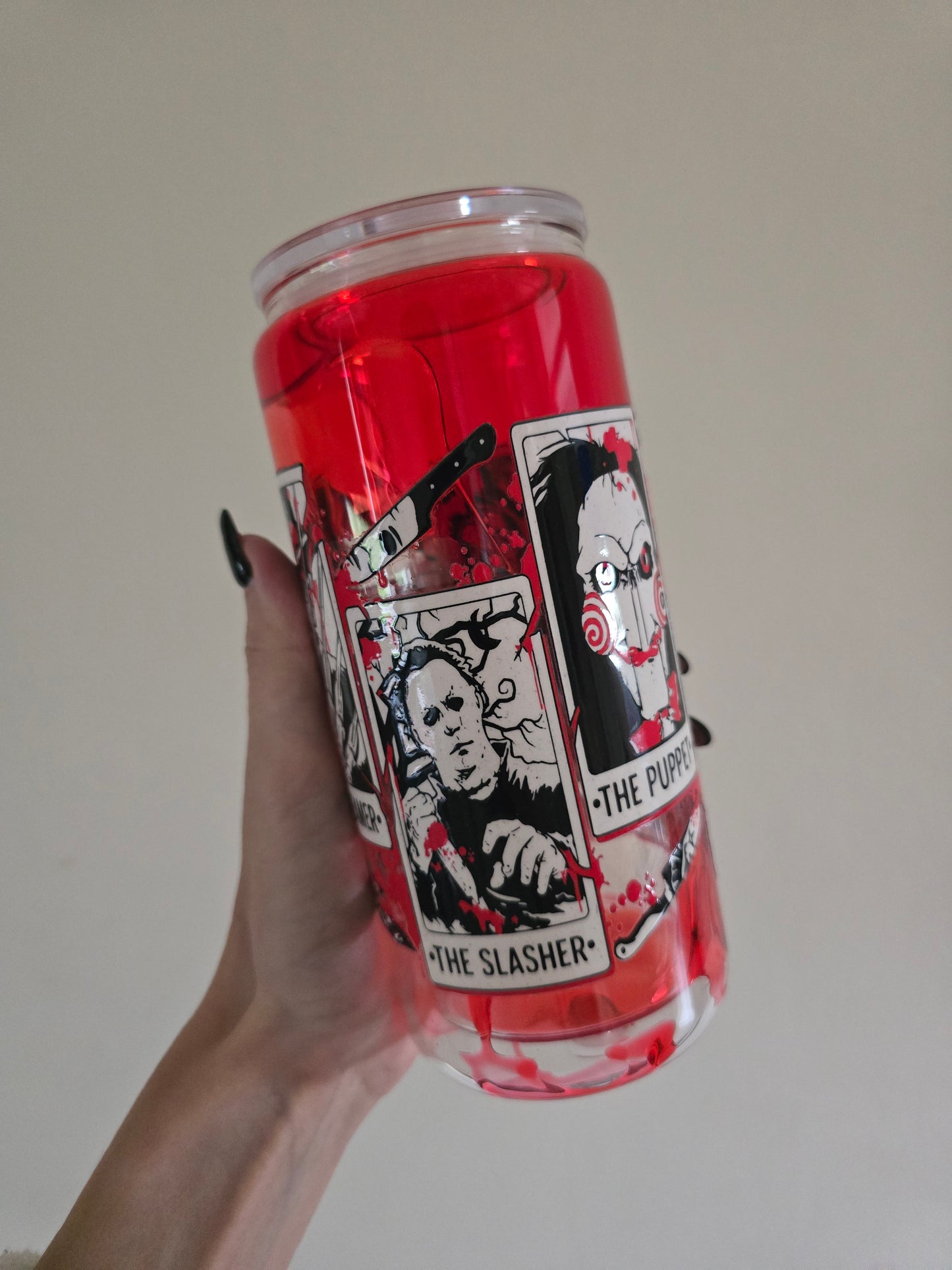 Horror Characters 16oz Glass "blood drip" Tumbler