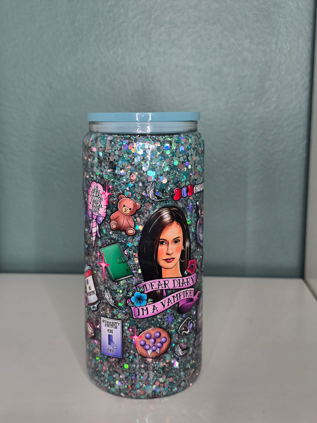 Vampire D 16oz Glass Snowglobe Tumbler