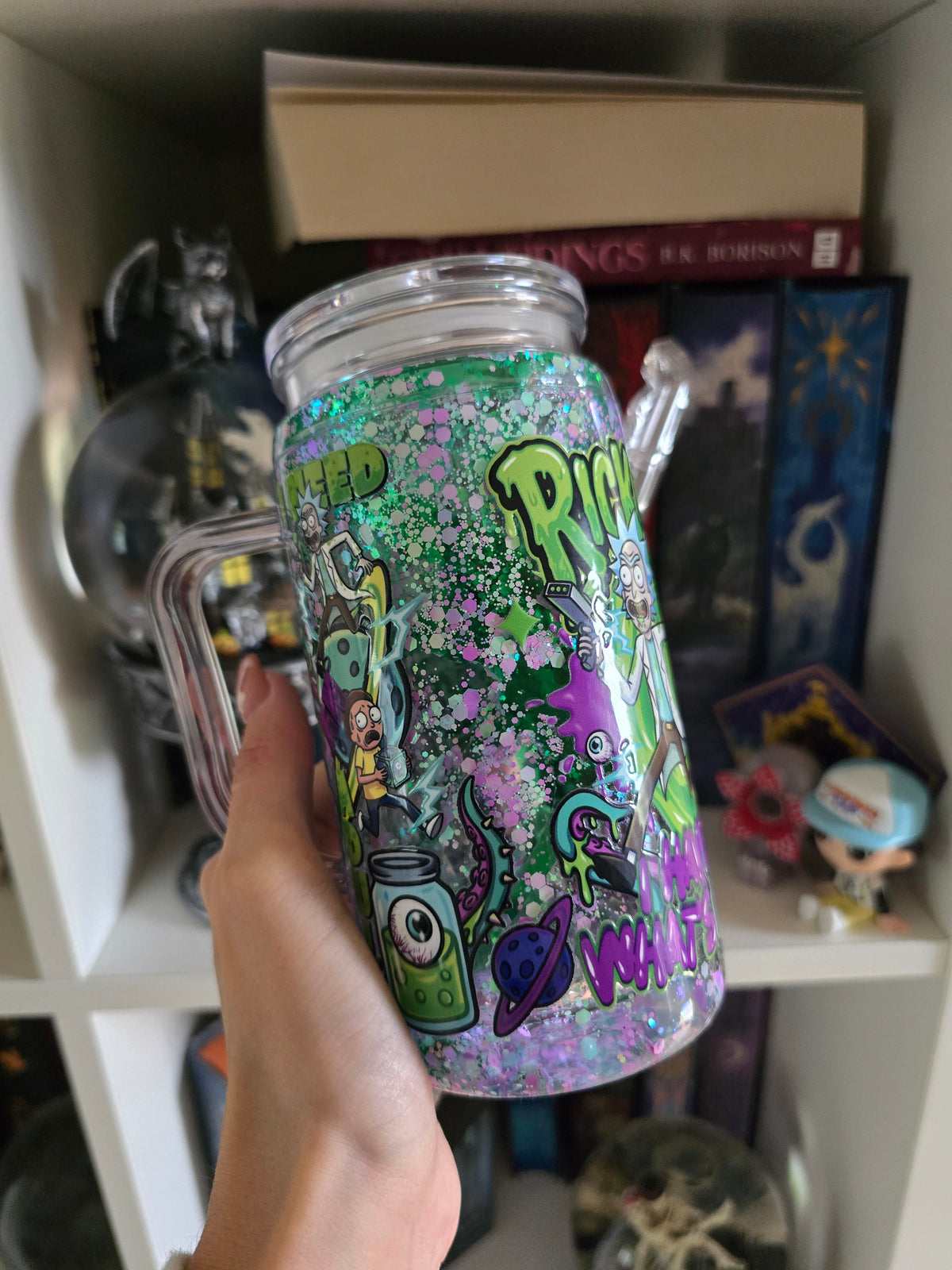 R&M 16oz Acrylic Handle Snowglobe/Lava Tumbler