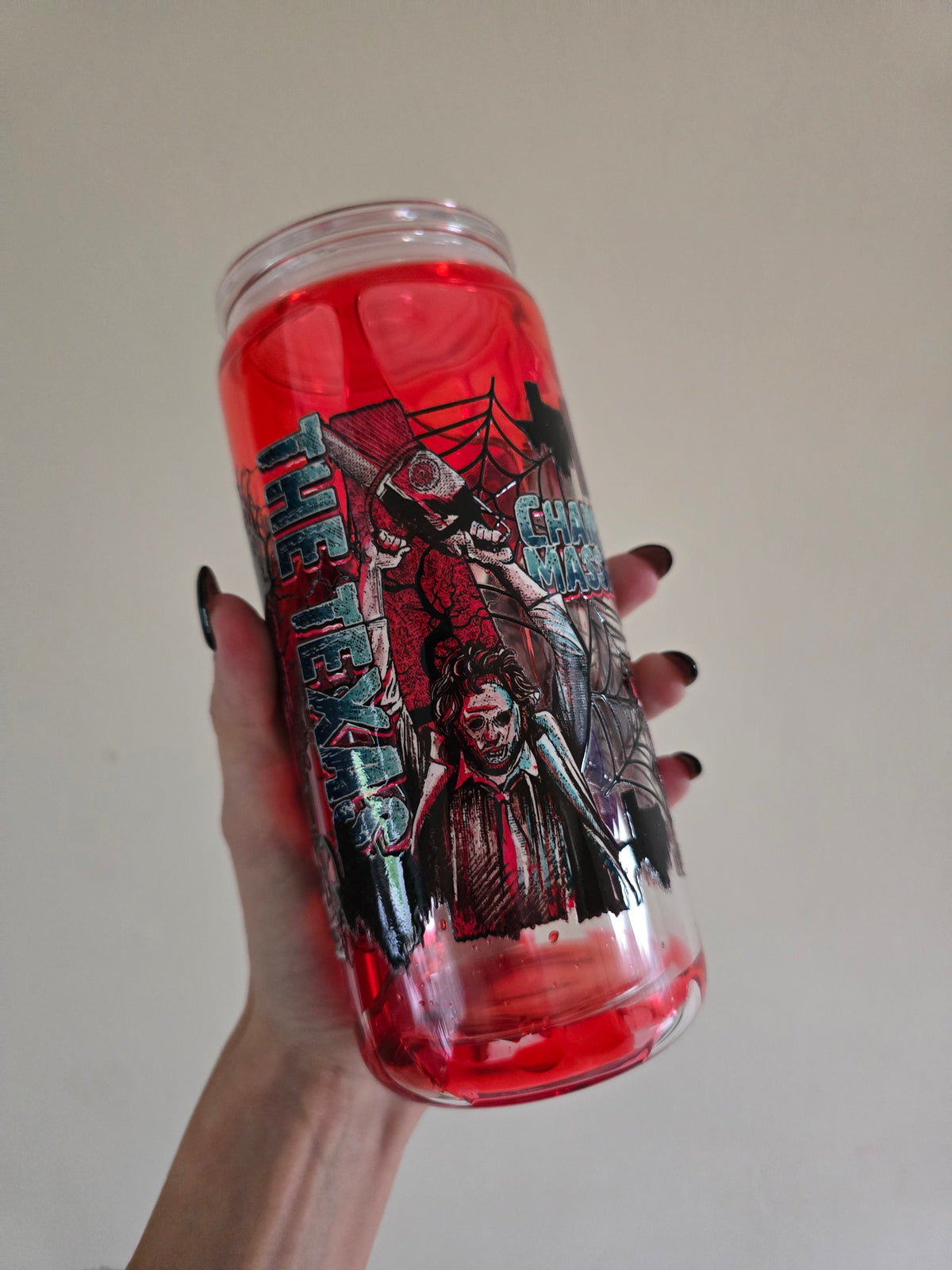 Chainsaw 16oz Glass "blood drip" Tumbler (Copy)