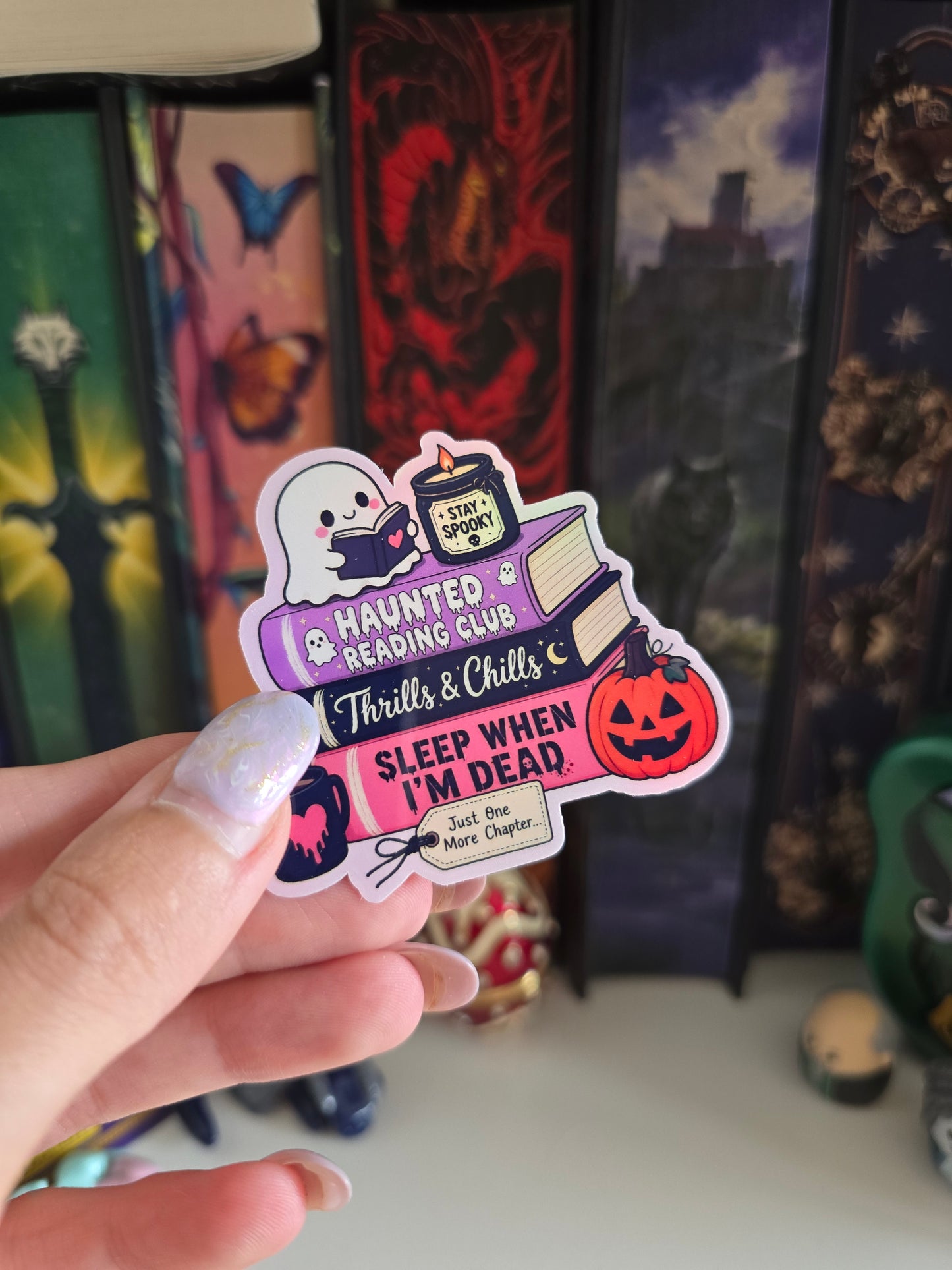 Haunted Reading Club Holographic Clear Vinyl Sticker