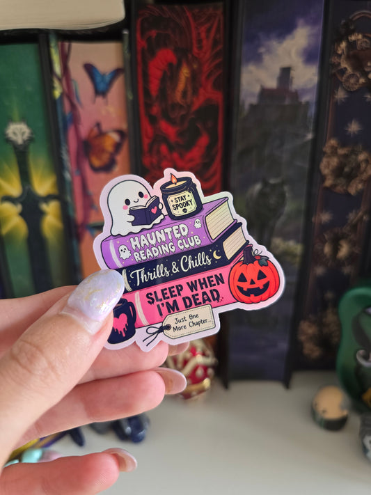 Haunted Reading Club Holographic Clear Vinyl Sticker