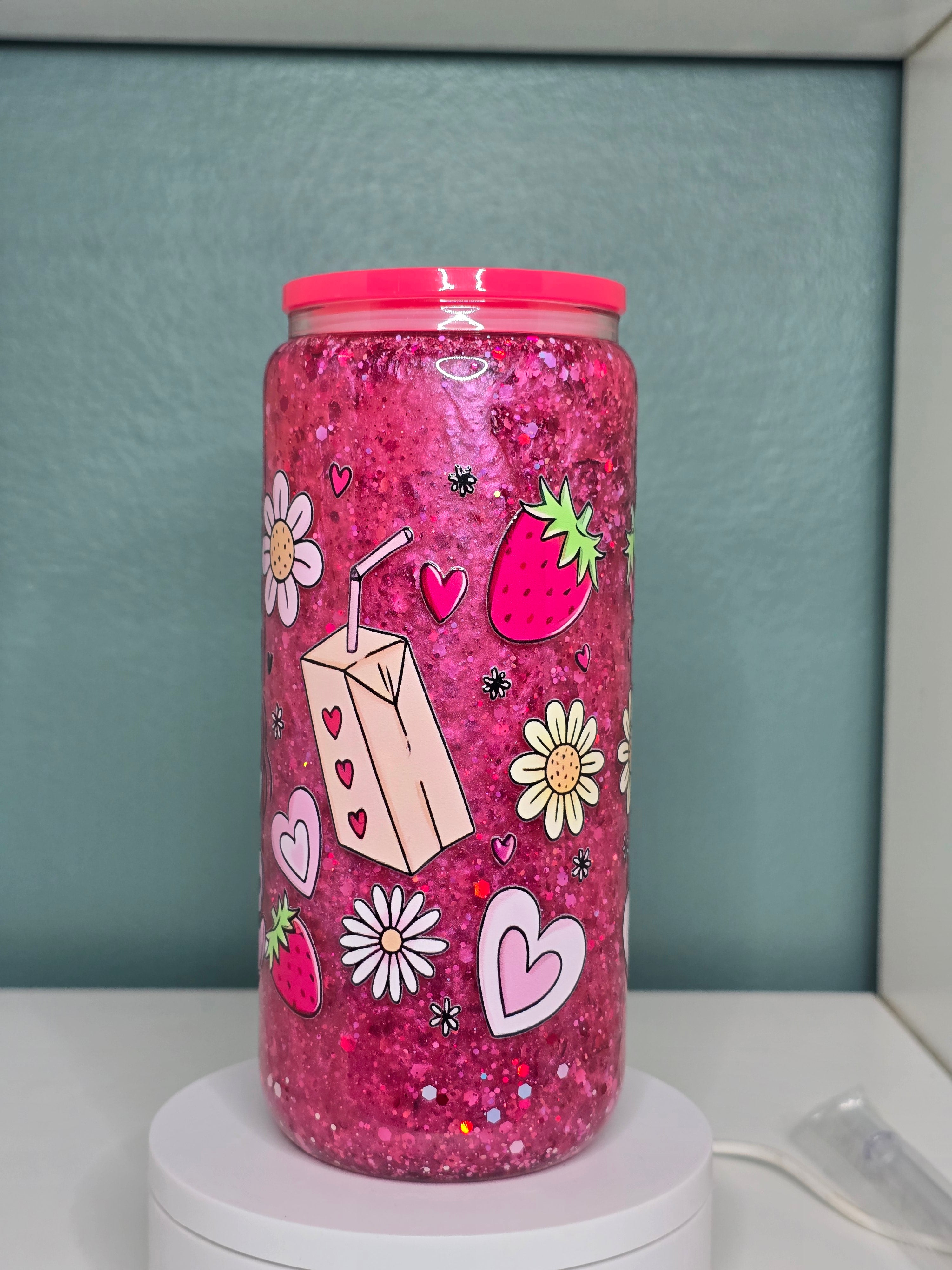 Self Love Juice 16oz Glass Snowglobe Tumbler