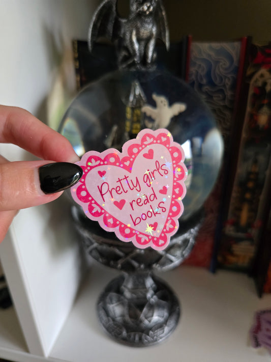 Pretty Girls Read Books Star holographic sticker