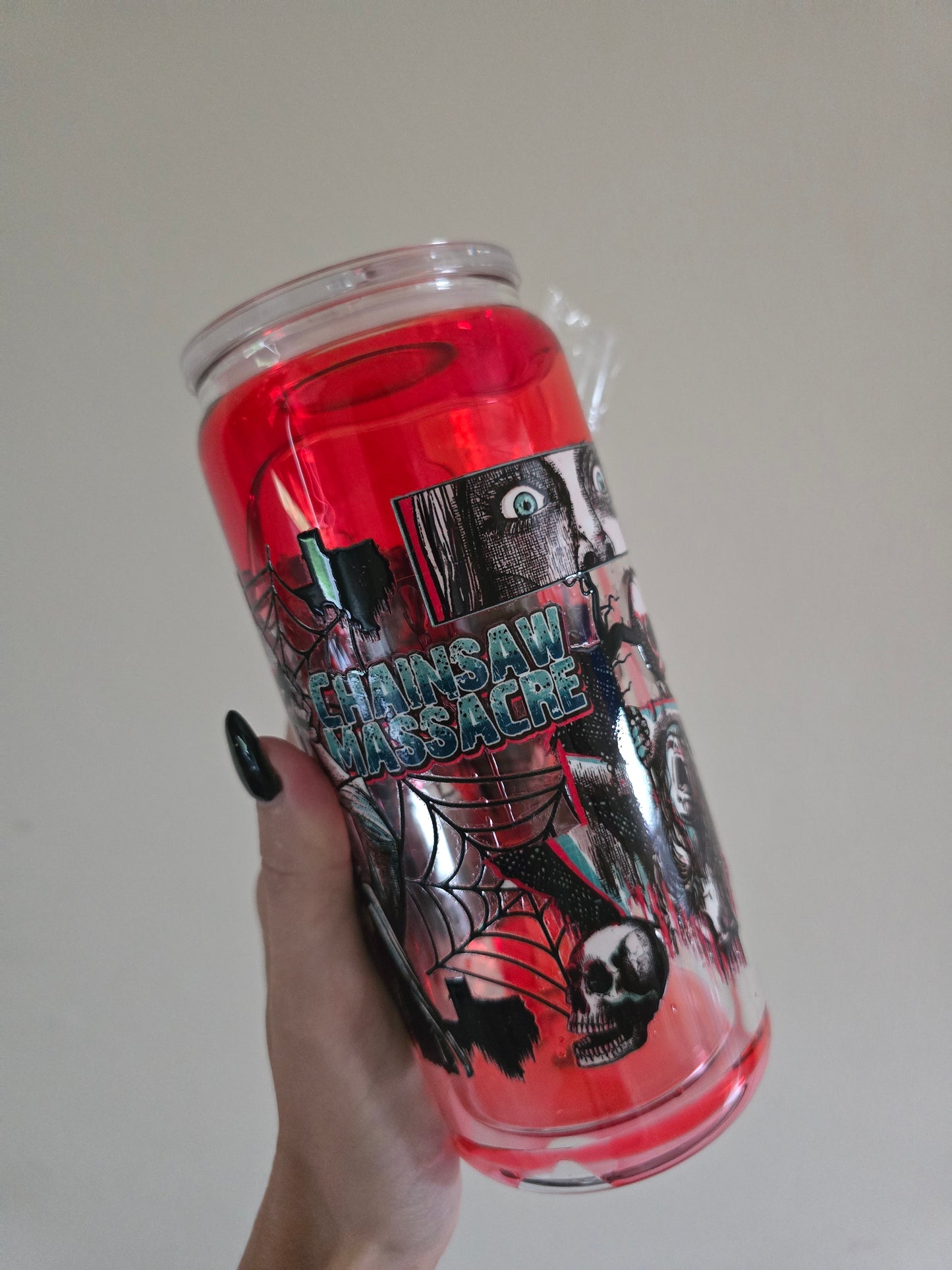 Chainsaw 16oz Glass "blood drip" Tumbler (Copy)