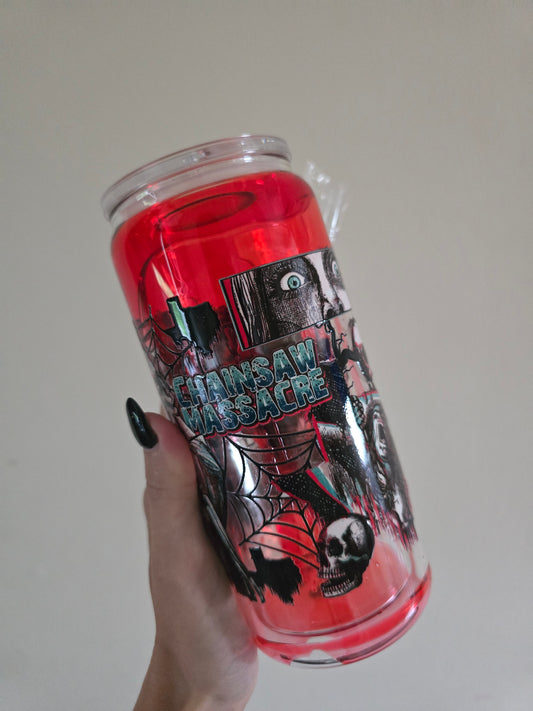 Chainsaw 16oz Glass "blood drip" Tumbler (Copy)