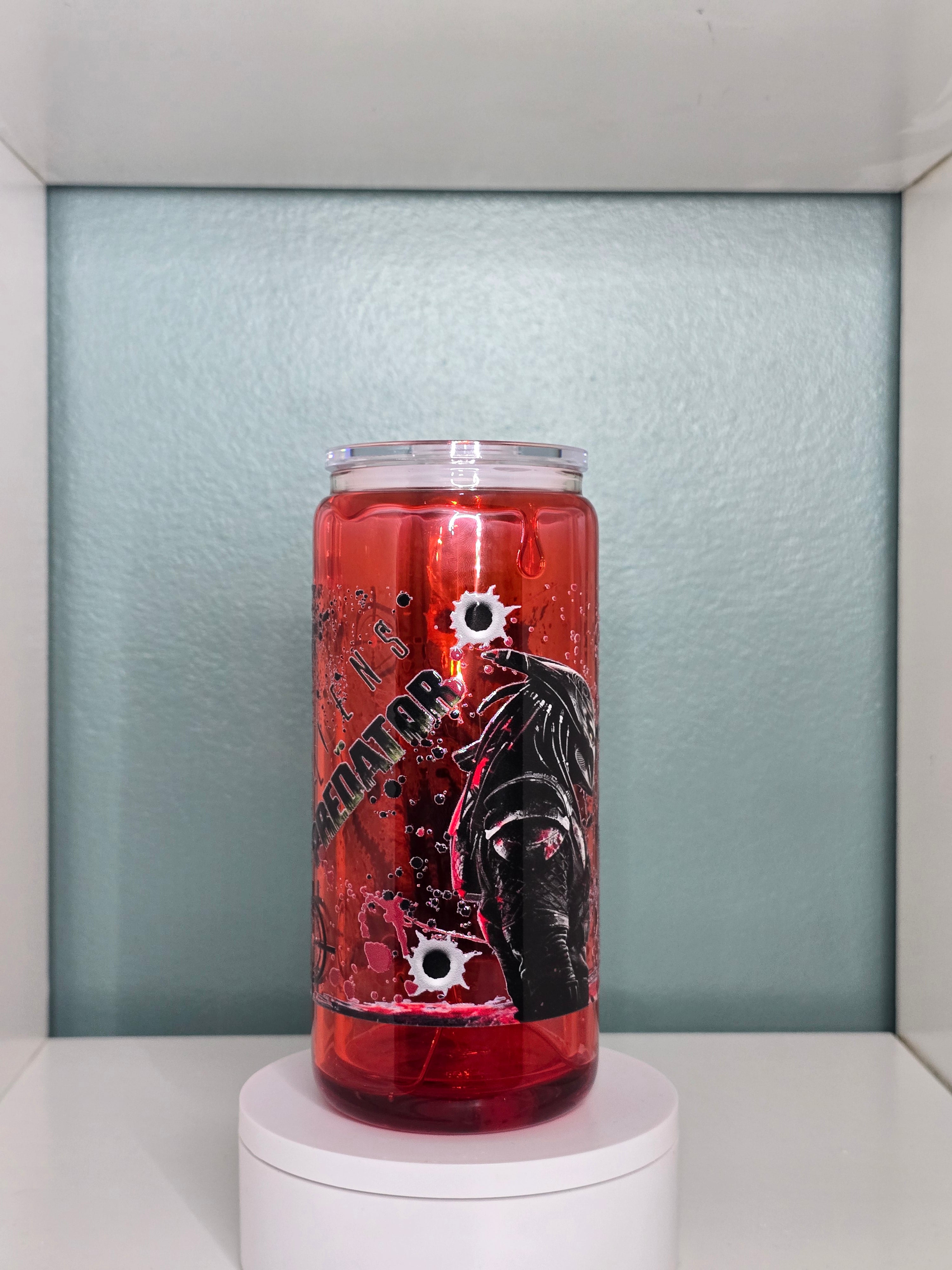 Alien Vs P 16oz Glass Blood Drip Tumbler
