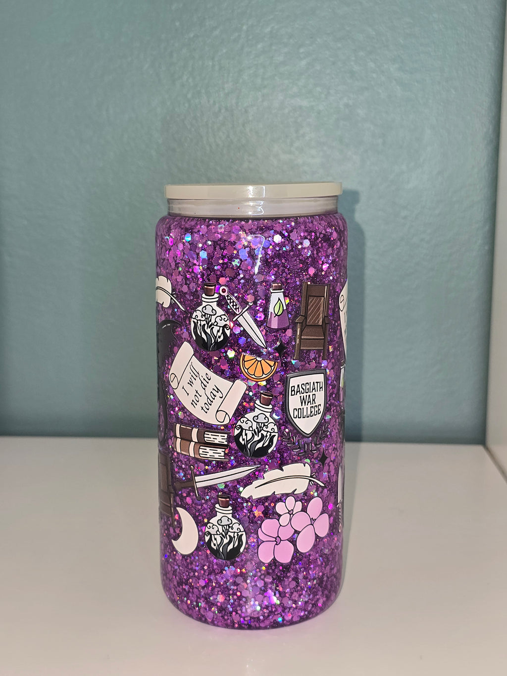 Fourth Wing 16oz Glass Snowglobe Tumbler