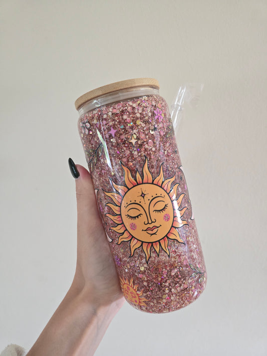 Whimsical 16oz Glass Snowglobe Tumbler