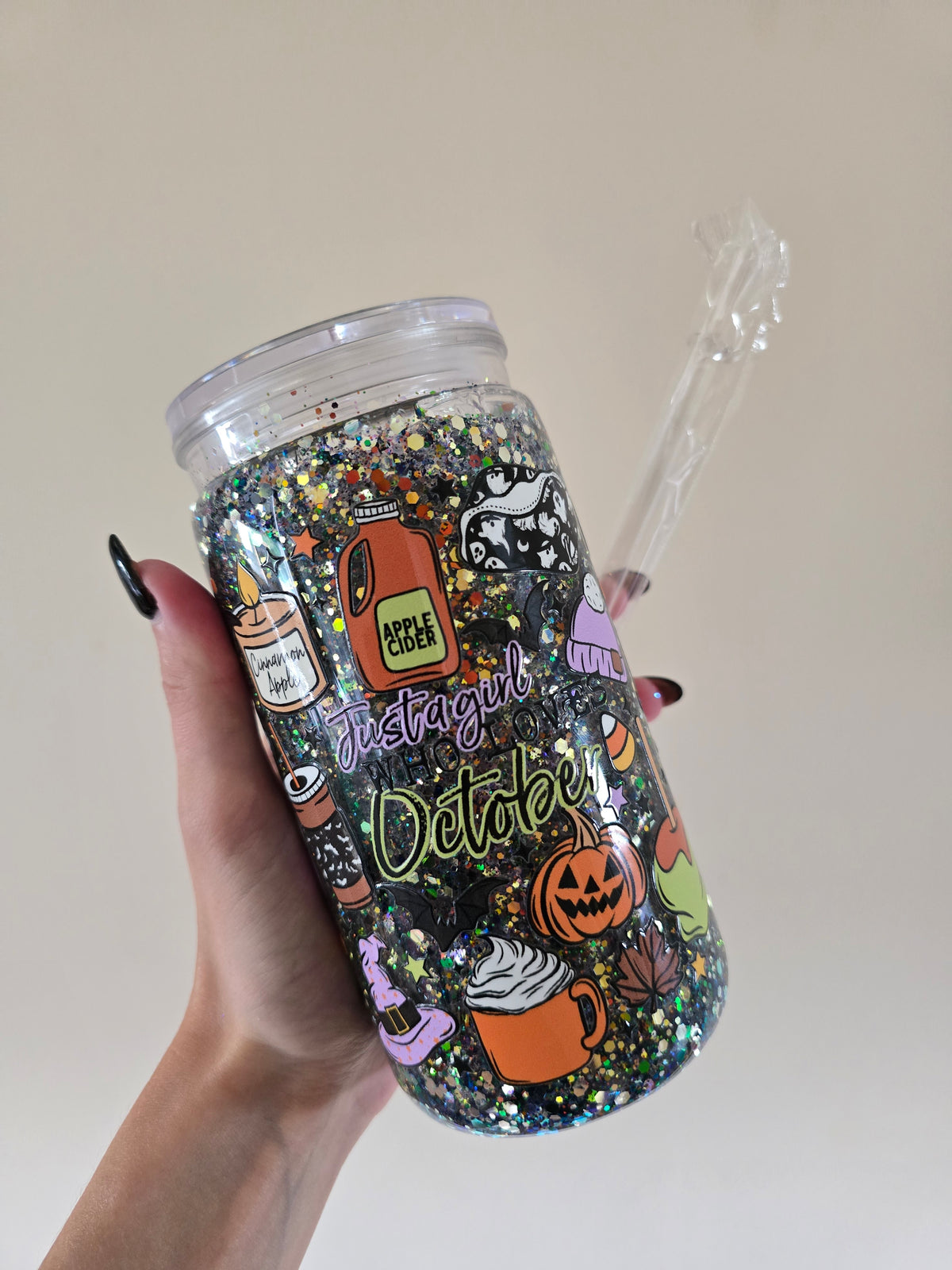 Just a girl who loves October 16oz Acrylic Snowglobe Tumbler